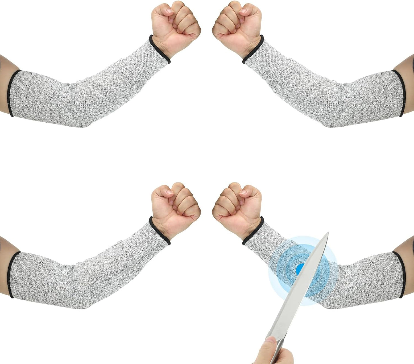 Cut Resistant Sleeve Arm Safety Protectors Sleeves Forearm Sleeve HPPE Level 5 Protection for Thin Skin and Bruising