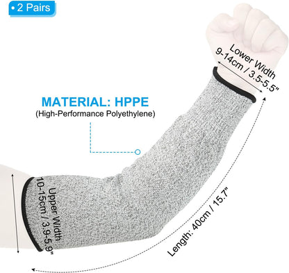 Cut Resistant Sleeve Arm Safety Protectors Sleeves Forearm Sleeve HPPE Level 5 Protection for Thin Skin and Bruising