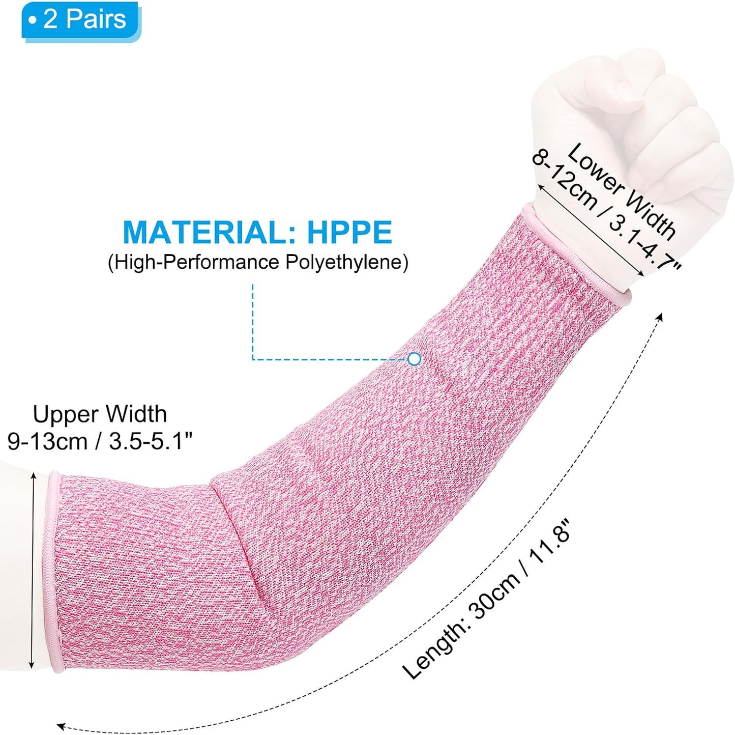 Cut Resistant Sleeve Arm Safety Protectors Sleeves Forearm Sleeve HPPE Level 5 Protection for Thin Skin and Bruising