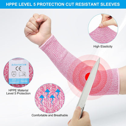 Cut Resistant Sleeve Arm Safety Protectors Sleeves Forearm Sleeve HPPE Level 5 Protection for Thin Skin and Bruising