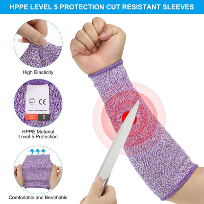 Cut Resistant Sleeve Arm Safety Protectors Sleeves Forearm Sleeve HPPE Level 5 Protection for Thin Skin and Bruising