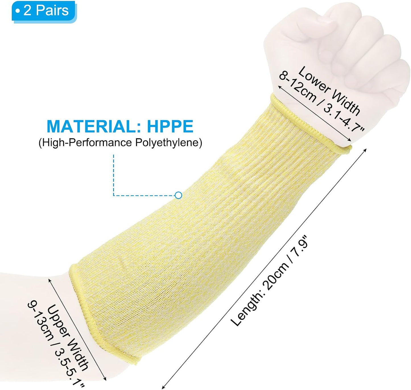 Cut Resistant Sleeve Arm Safety Protectors Sleeves Forearm Sleeve HPPE Level 5 Protection for Thin Skin and Bruising