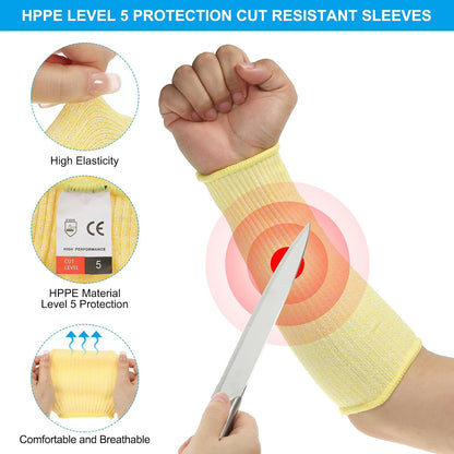 Cut Resistant Sleeve Arm Safety Protectors Sleeves Forearm Sleeve HPPE Level 5 Protection for Thin Skin and Bruising