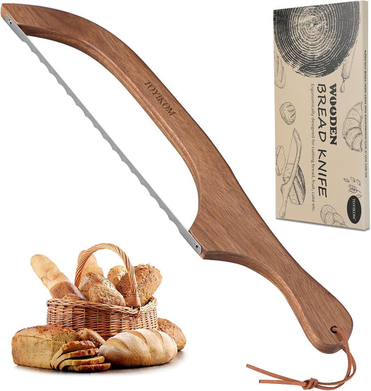 Sourdough Bread Knife for Homemade Bread Sourdough Bread Slicer | 14.5'' Sourdough Slicer,Bread Cutter,Sourdough Knife for Slicing,Wooden Ergonomic Bow Sourdough Cutter with Sharpness Blade