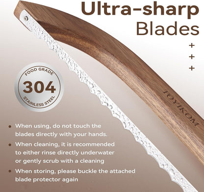 Sourdough Bread Knife for Homemade Bread Sourdough Bread Slicer | 14.5'' Sourdough Slicer,Bread Cutter,Sourdough Knife for Slicing,Wooden Ergonomic Bow Sourdough Cutter with Sharpness Blade