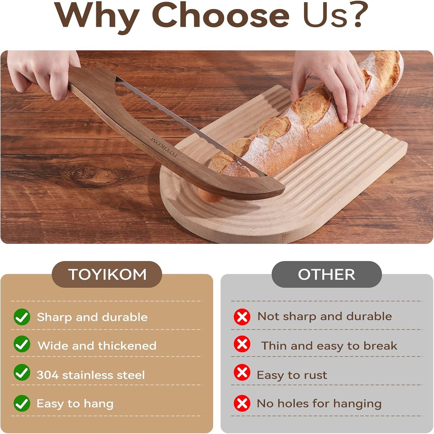 Sourdough Bread Knife for Homemade Bread Sourdough Bread Slicer | 14.5'' Sourdough Slicer,Bread Cutter,Sourdough Knife for Slicing,Wooden Ergonomic Bow Sourdough Cutter with Sharpness Blade