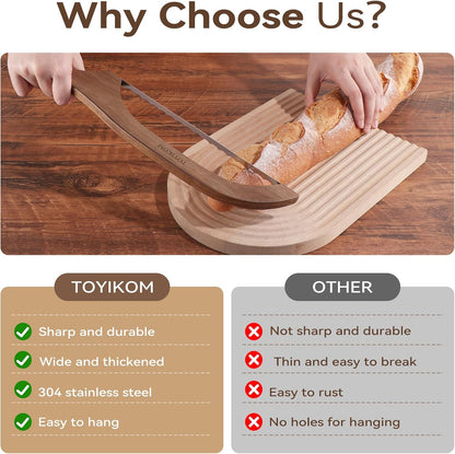 Sourdough Bread Knife for Homemade Bread Sourdough Bread Slicer | 14.5'' Sourdough Slicer,Bread Cutter,Sourdough Knife for Slicing,Wooden Ergonomic Bow Sourdough Cutter with Sharpness Blade