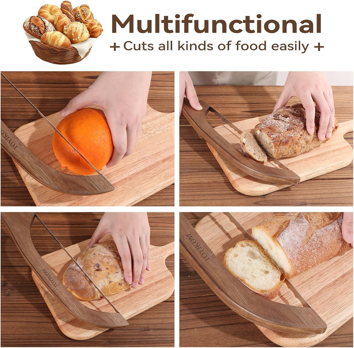 Sourdough Bread Knife for Homemade Bread Sourdough Bread Slicer | 14.5'' Sourdough Slicer,Bread Cutter,Sourdough Knife for Slicing,Wooden Ergonomic Bow Sourdough Cutter with Sharpness Blade