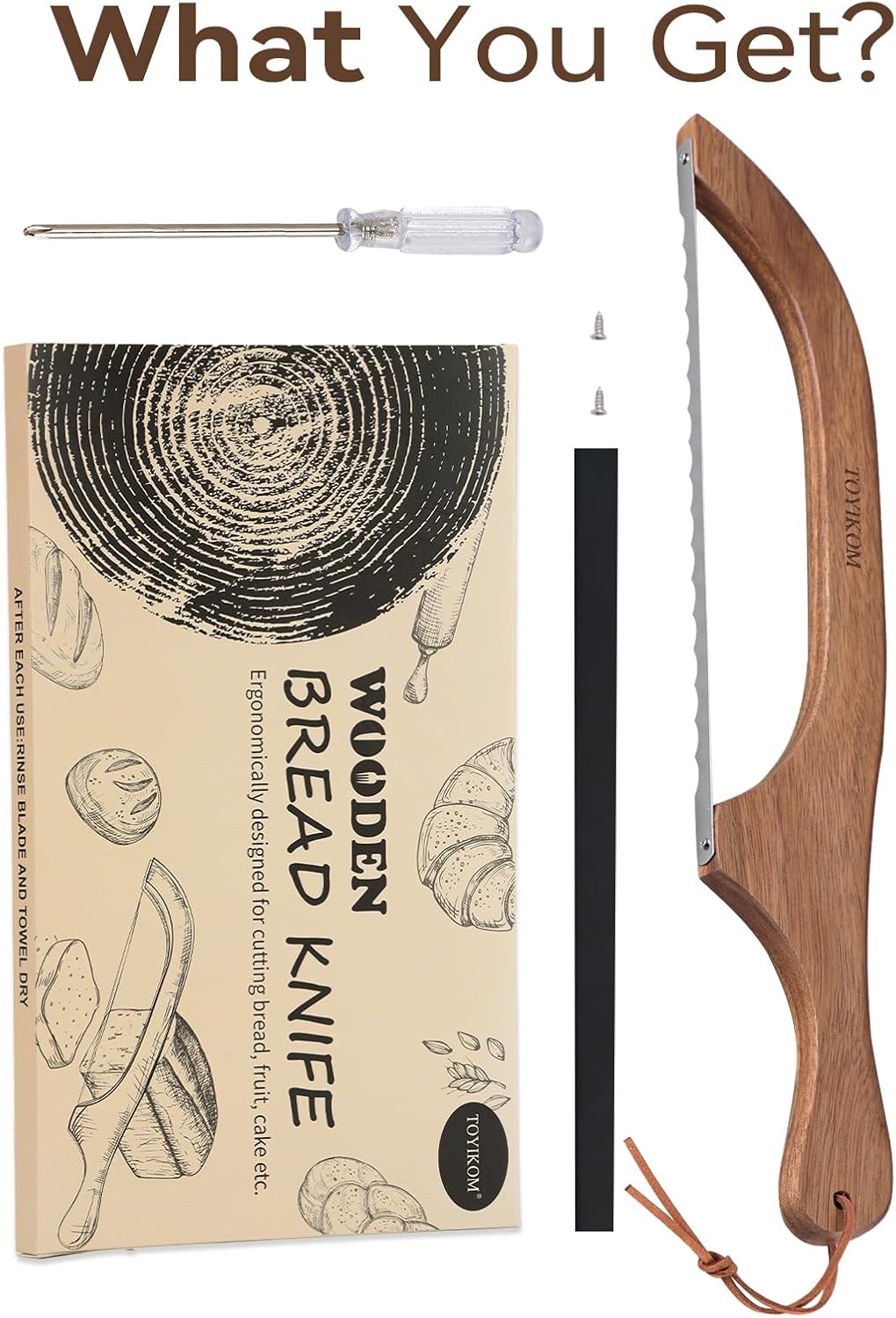 Sourdough Bread Knife for Homemade Bread Sourdough Bread Slicer | 14.5'' Sourdough Slicer,Bread Cutter,Sourdough Knife for Slicing,Wooden Ergonomic Bow Sourdough Cutter with Sharpness Blade