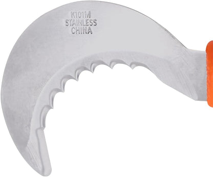 Grape Hook Knife K101M Mini Harvest/Utility Hook Knife, Grape And Melon, 2.5-Inch Curved Serrated 440 Stainless Steel Blade , Orange