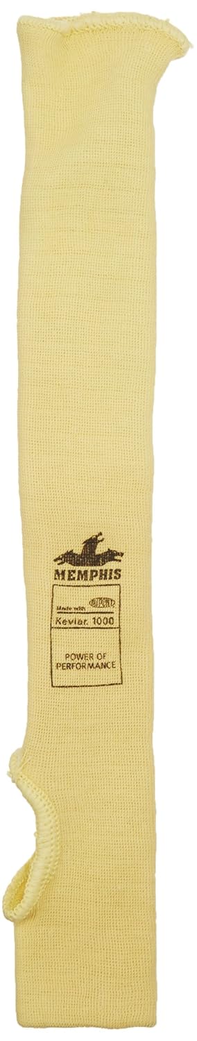 9378TE Kevlar Economy Weight 36 Gauge Sleeve with Thumb-Slot, Yellow, 18-Inch