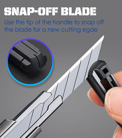 6 Pack Utility knife Retractable with 30 Degree Snap Off Blade Lockable Cardsharp Box Cutter Knife with Extra 20 Sharp Blades for Heavy Duty Office, Home, Arts Crafts, Hobby