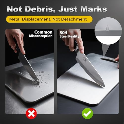 3 PCS 304 Stainless Steel Cutting Board For Kitchen, Non-Staining&Odor-Free, Burr-Free Edges, Dishwasher Safe, Non Toxic Cutting Board（S+M+L）