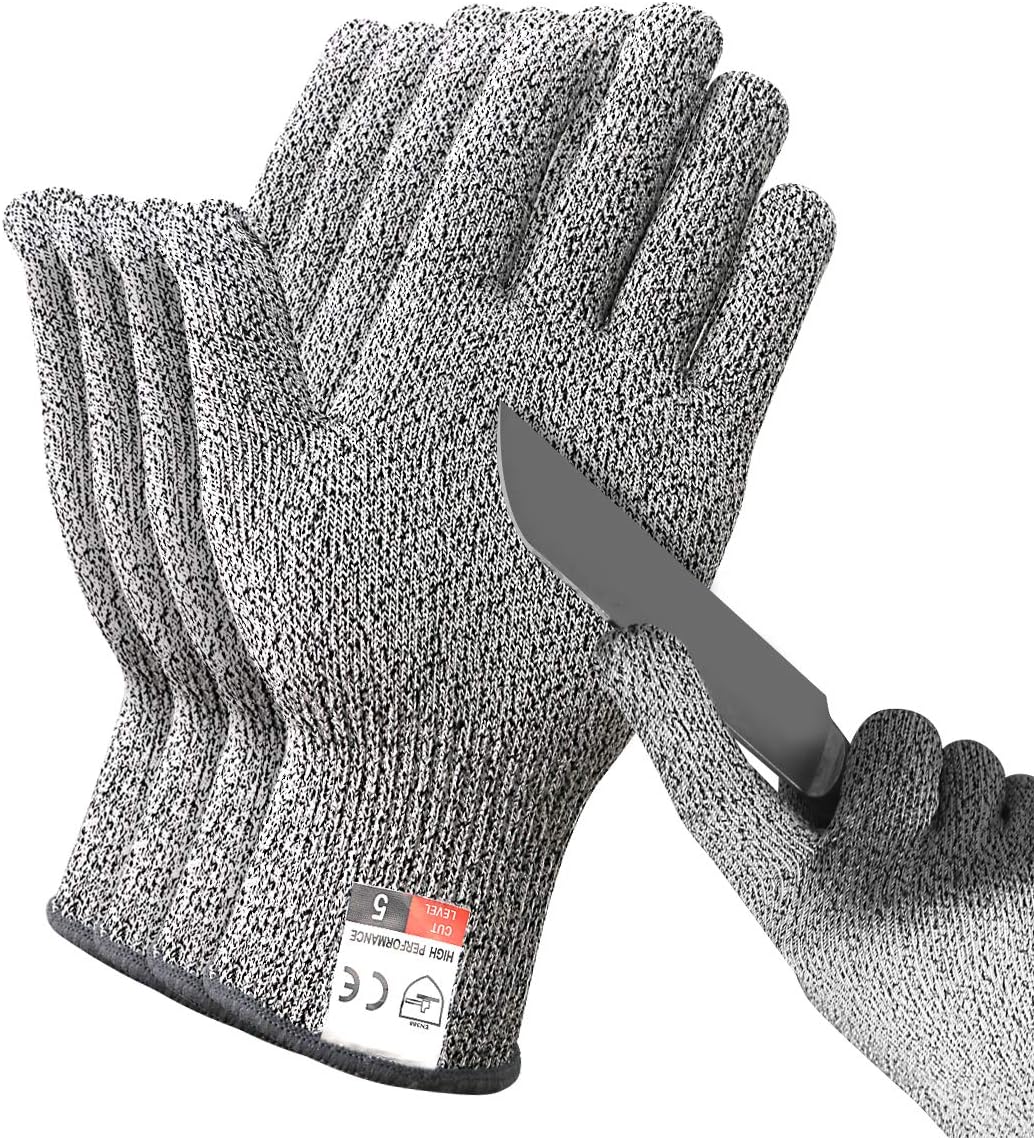 Cut Resistant Gloves, Level 5 Protection Safety Cutting Gloves, Kitchen Cuts Glove for Chef Oyster Shucking, Mandolin Slicing, Meat Cutting and Wood Carving(Large-2 Pairs)