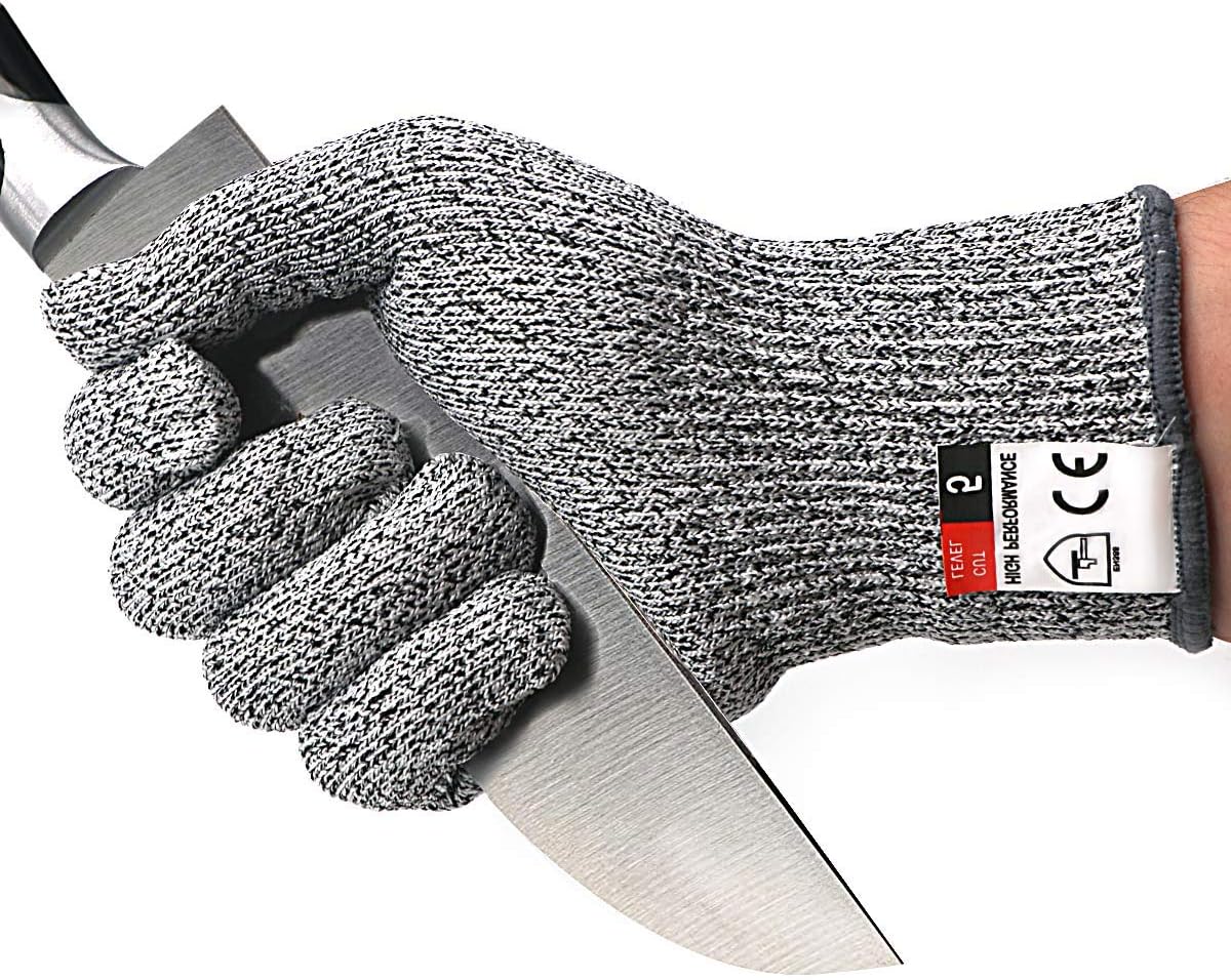 Cut Resistant Gloves, Level 5 Protection Safety Cutting Gloves, Kitchen Cuts Glove for Chef Oyster Shucking, Mandolin Slicing, Meat Cutting and Wood Carving(Large-2 Pairs)