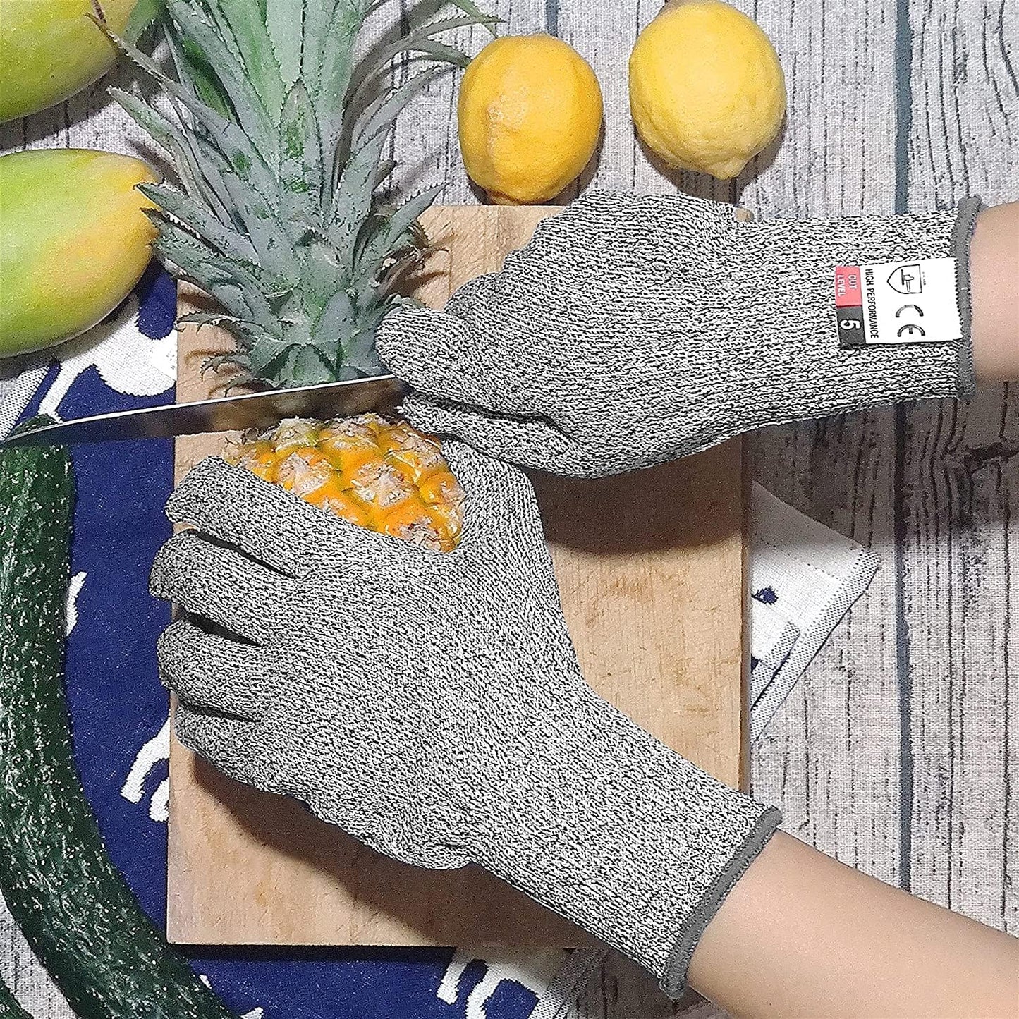 Cut Resistant Gloves, Level 5 Protection Safety Cutting Gloves, Kitchen Cuts Glove for Chef Oyster Shucking, Mandolin Slicing, Meat Cutting and Wood Carving(Large-2 Pairs)