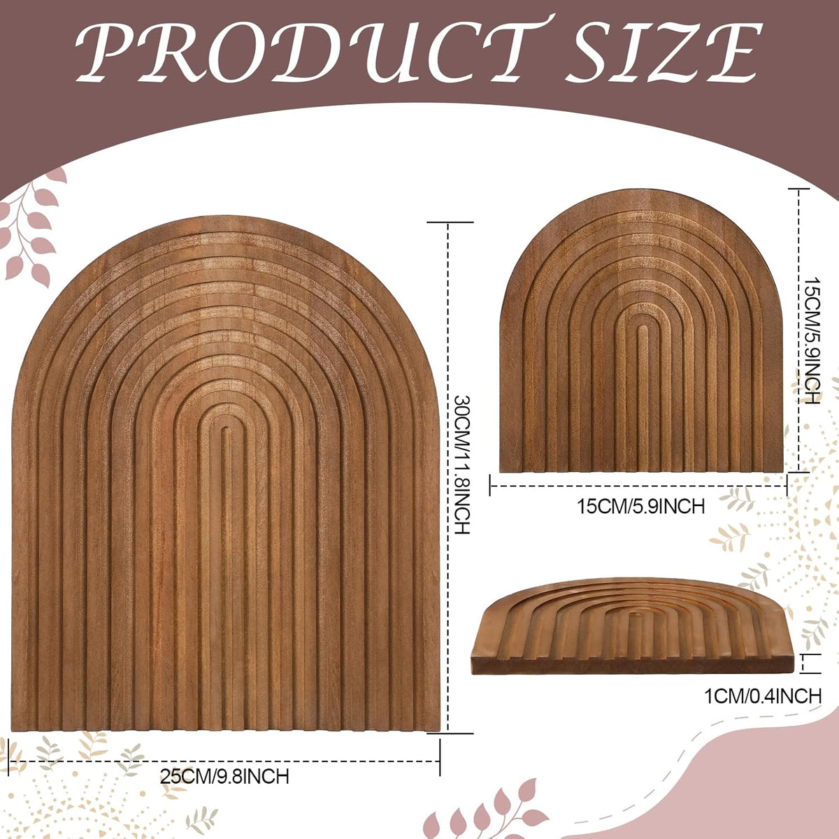 2 Pcs Decorative Wood Cutting Board Wooden Rainbow Decor Boho Kitchen Decor Serving Trays Cutting Chopping Block for Home Kitchen Farmhouse Decoration Wall Shelf Mantel(Brown,Pine)
