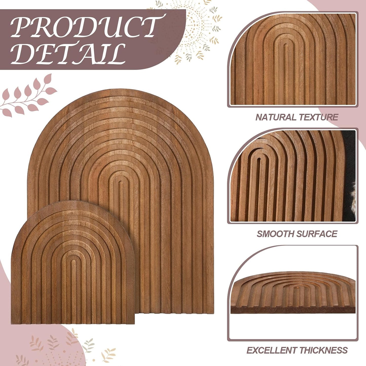 2 Pcs Decorative Wood Cutting Board Wooden Rainbow Decor Boho Kitchen Decor Serving Trays Cutting Chopping Block for Home Kitchen Farmhouse Decoration Wall Shelf Mantel(Brown,Pine)