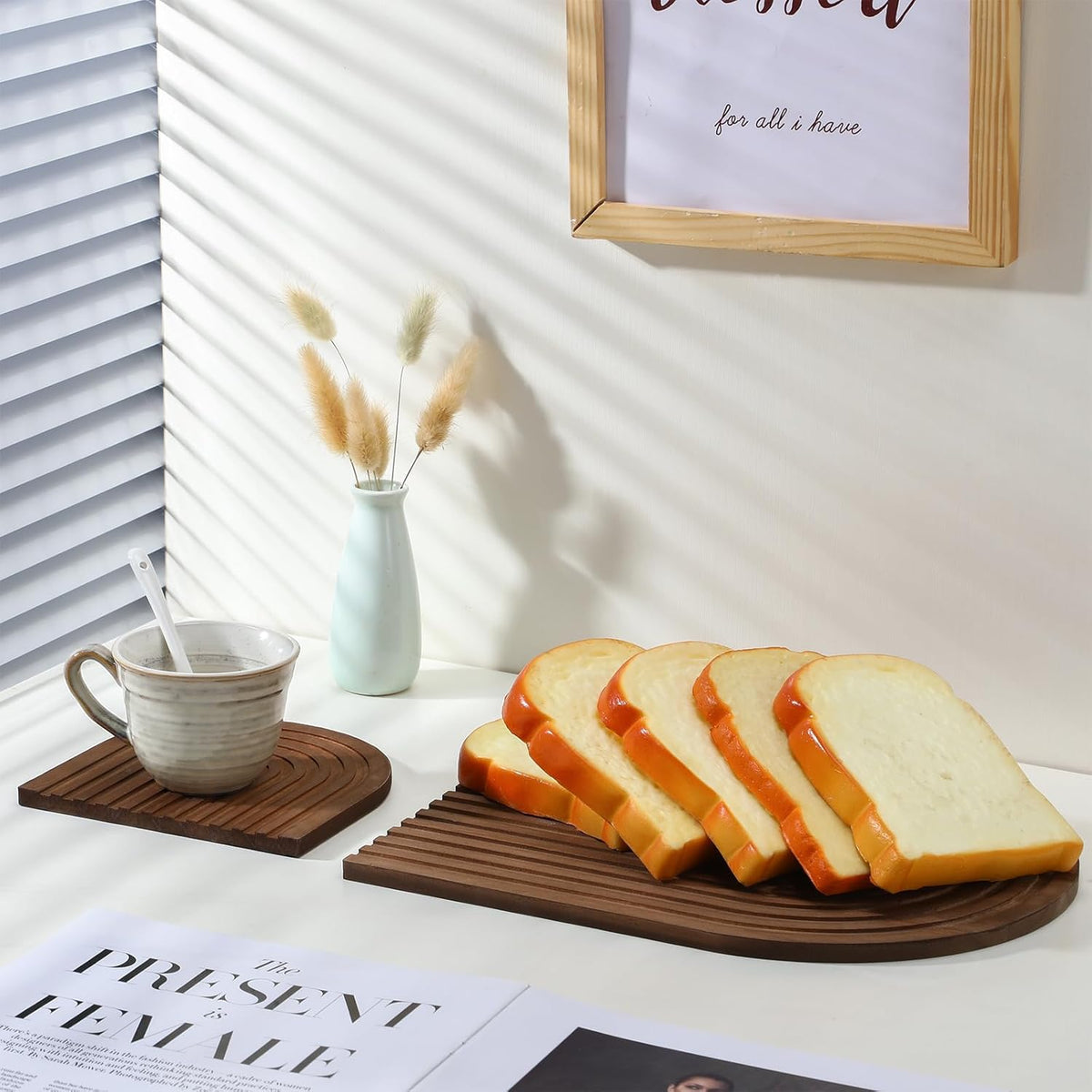 2 Pcs Decorative Wood Cutting Board Wooden Rainbow Decor Boho Kitchen Decor Serving Trays Cutting Chopping Block for Home Kitchen Farmhouse Decoration Wall Shelf Mantel(Brown,Pine)
