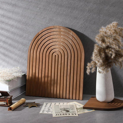 2 Pcs Decorative Wood Cutting Board Wooden Rainbow Decor Boho Kitchen Decor Serving Trays Cutting Chopping Block for Home Kitchen Farmhouse Decoration Wall Shelf Mantel(Brown,Pine)