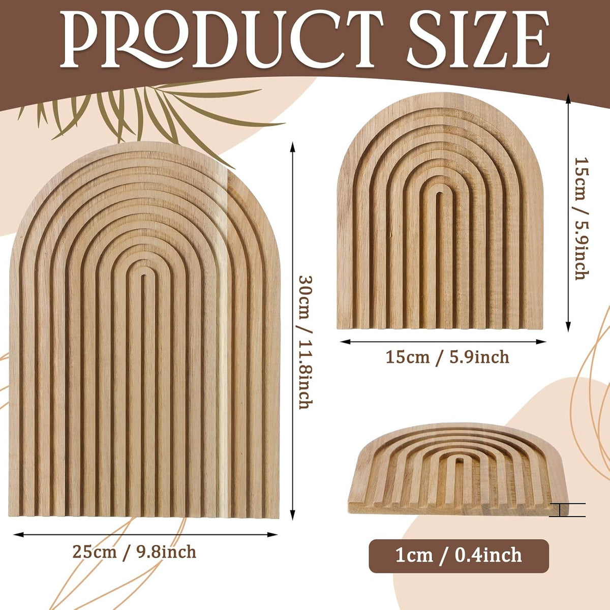2 Pcs Decorative Wood Cutting Board Wooden Rainbow Decor Boho Kitchen Decor Serving Trays Cutting Chopping Block for Home Kitchen Farmhouse Decoration Wall Shelf Mantel(Brown,Pine)