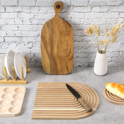 2 Pcs Decorative Wood Cutting Board Wooden Rainbow Decor Boho Kitchen Decor Serving Trays Cutting Chopping Block for Home Kitchen Farmhouse Decoration Wall Shelf Mantel(Brown,Pine)