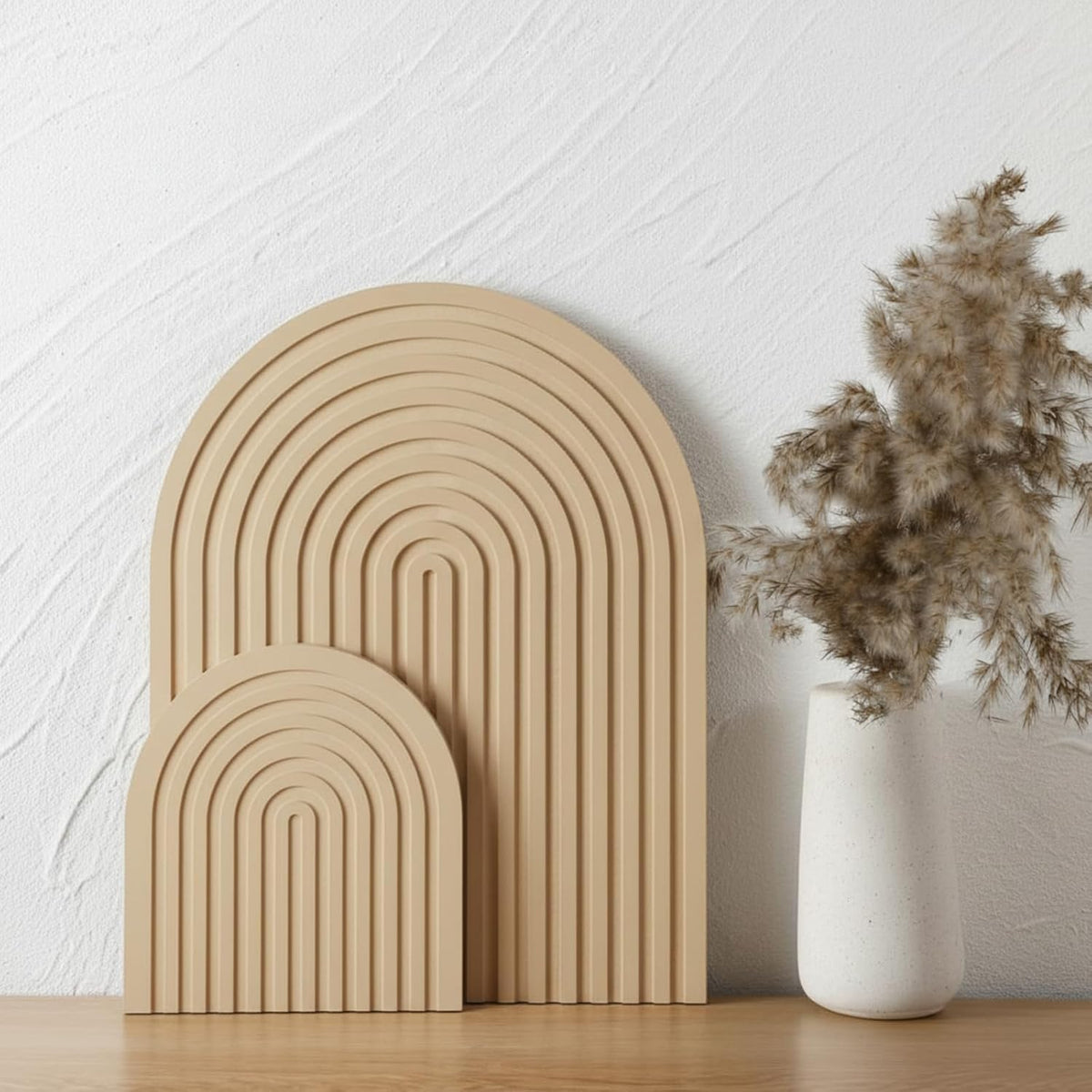 2 Pcs Decorative Wood Cutting Board Wooden Rainbow Decor Boho Kitchen Decor Serving Trays Cutting Chopping Block for Home Kitchen Farmhouse Decoration Wall Shelf Mantel(Brown,Pine)