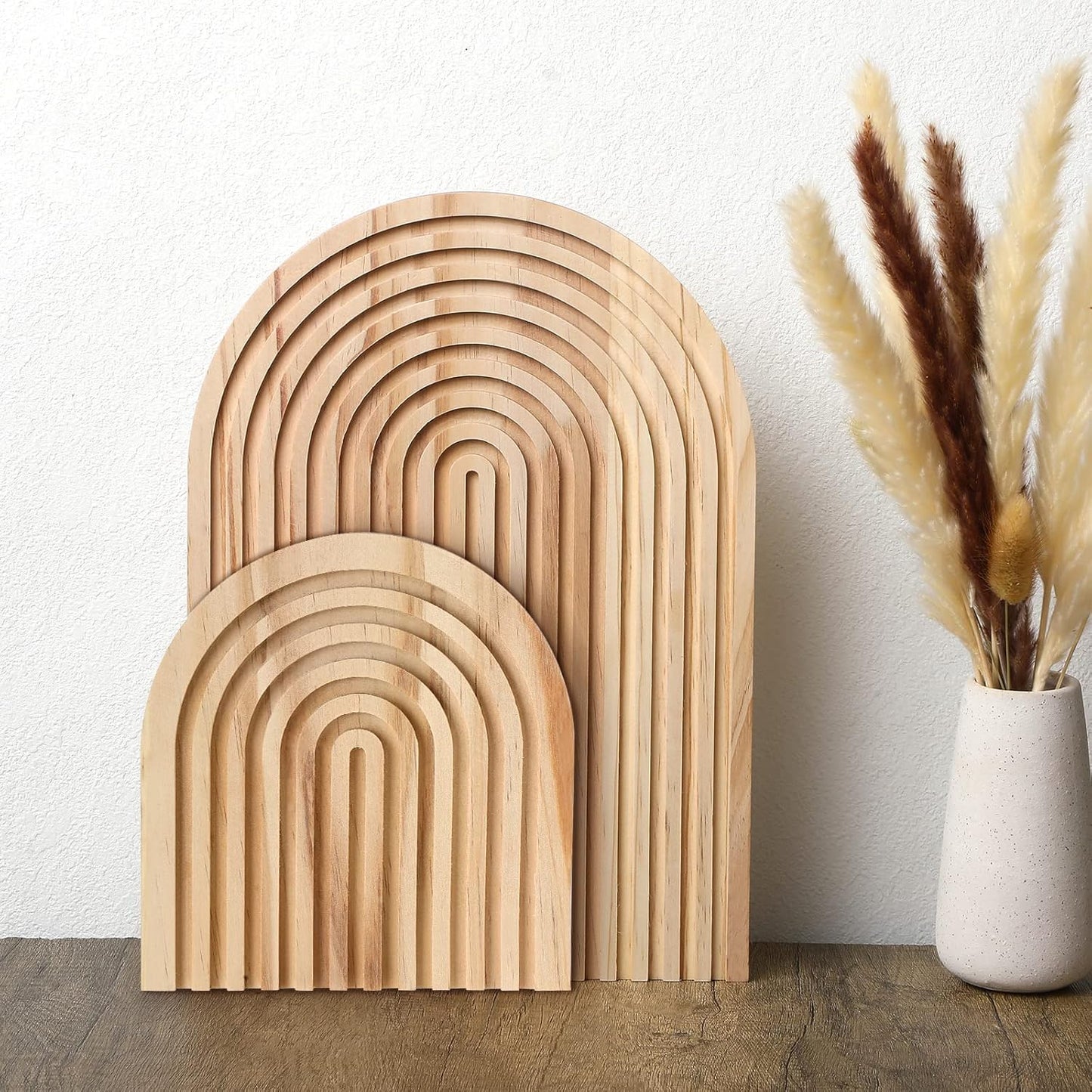 2 Pcs Decorative Wood Cutting Board Wooden Rainbow Decor Boho Kitchen Decor Serving Trays Cutting Chopping Block for Home Kitchen Farmhouse Decoration Wall Shelf Mantel(Brown,Pine)