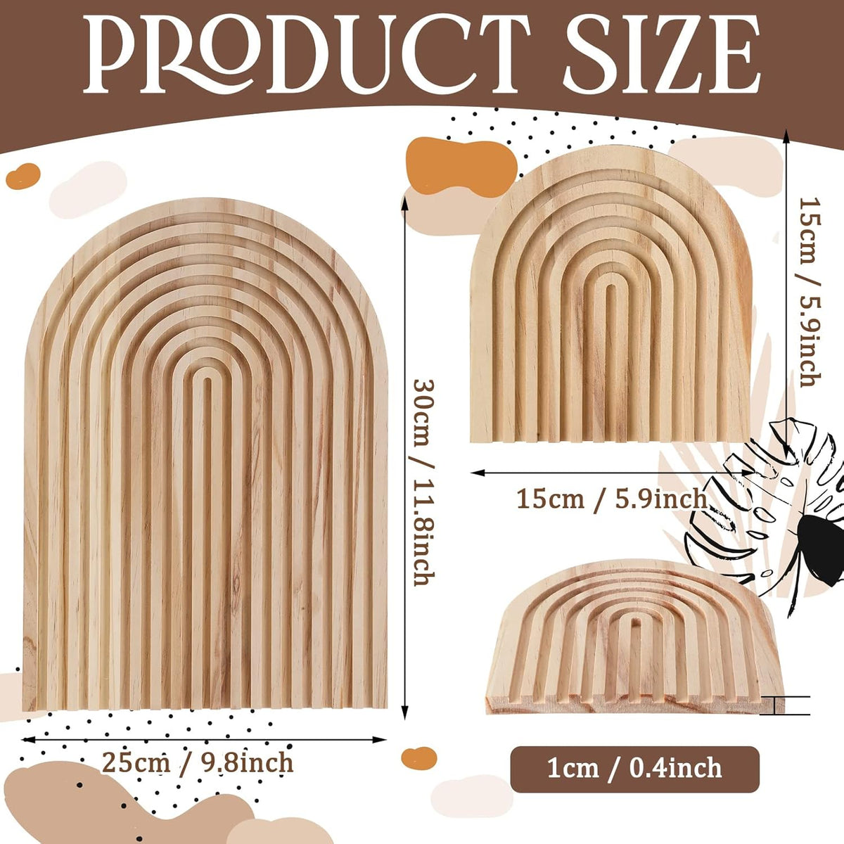 2 Pcs Decorative Wood Cutting Board Wooden Rainbow Decor Boho Kitchen Decor Serving Trays Cutting Chopping Block for Home Kitchen Farmhouse Decoration Wall Shelf Mantel(Brown,Pine)