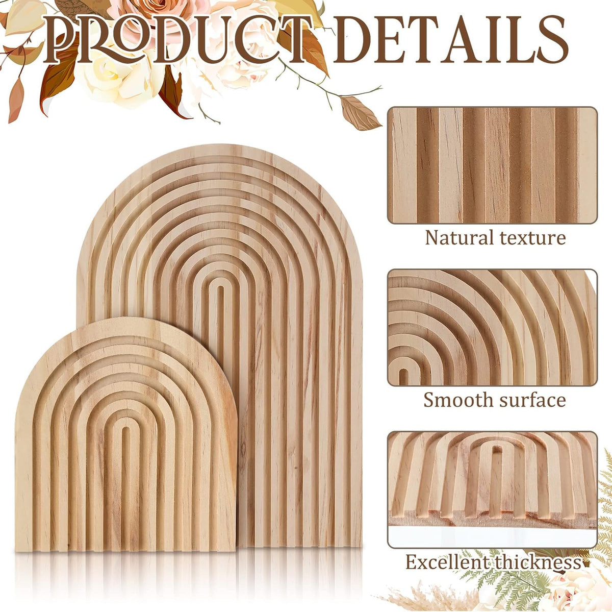 2 Pcs Decorative Wood Cutting Board Wooden Rainbow Decor Boho Kitchen Decor Serving Trays Cutting Chopping Block for Home Kitchen Farmhouse Decoration Wall Shelf Mantel(Brown,Pine)