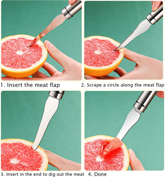 Stainless Steel Grapefruit Knife,Serrated Stainless Steel Blade Grapefruit Knife for Grapefruit and Oranges,Fruit Tool