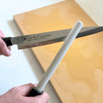 Ceramic Sharpening Rod for Kitchen Knives 6 Inch Seki Japan | ceramic honing rod flat honing steel Durable Ceramic Honing Steel Knife Sharpener