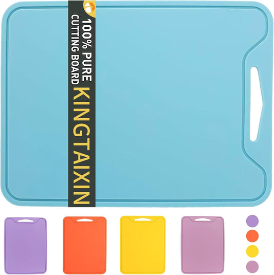 Flexible Silicone Cutting Boards For Kitchen 11.8''x 8.6'',BPA Free Silicone Cutting Board Kitchen Mat For Fruit and Vegetables, Dishwasher Safe, Suitable For Both Indoor and Outdoor (Blue)