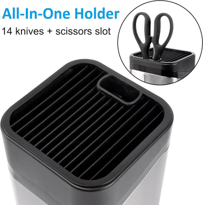 Kitchen Knife Holder,Stainless Steel Universal Knife Block for Kitchen Counter,Space-Saving Knife Storage Organizer Countertop,Knife Block Holder without Knives (Black)
