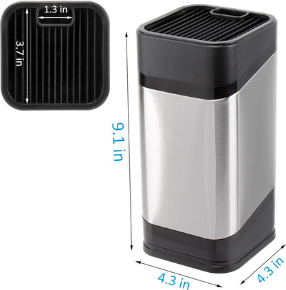 Kitchen Knife Holder,Stainless Steel Universal Knife Block for Kitchen Counter,Space-Saving Knife Storage Organizer Countertop,Knife Block Holder without Knives (Black)