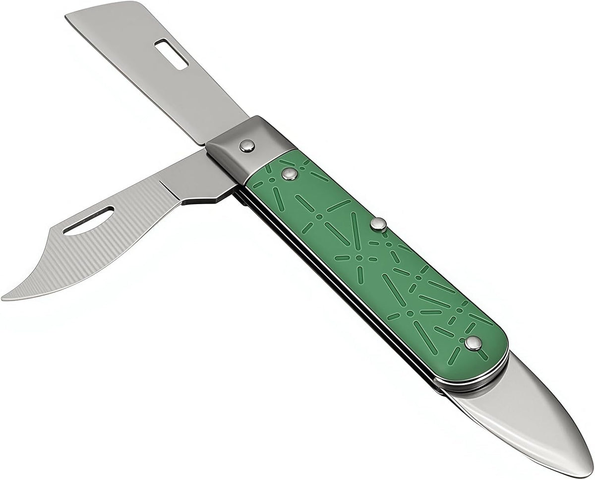 Grafting Knife, COMKIT Professional Foldable Double Blades Graft Knife, Fruit Trees Gardening Grafting Cutting Seedling Budding Tool with Bark Lifter