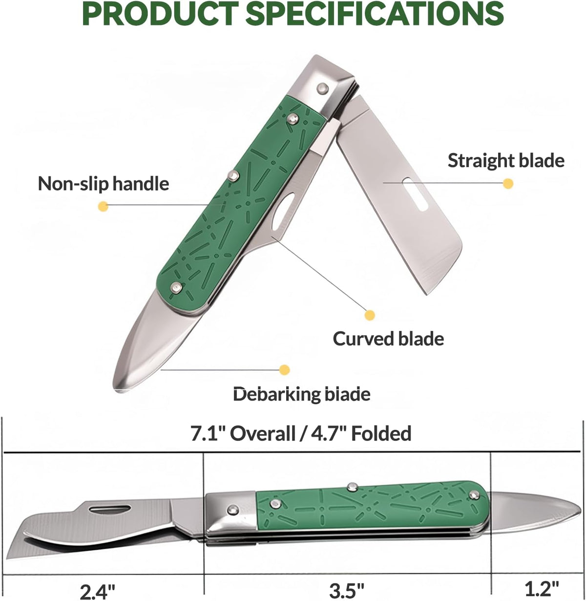 Grafting Knife, COMKIT Professional Foldable Double Blades Graft Knife, Fruit Trees Gardening Grafting Cutting Seedling Budding Tool with Bark Lifter