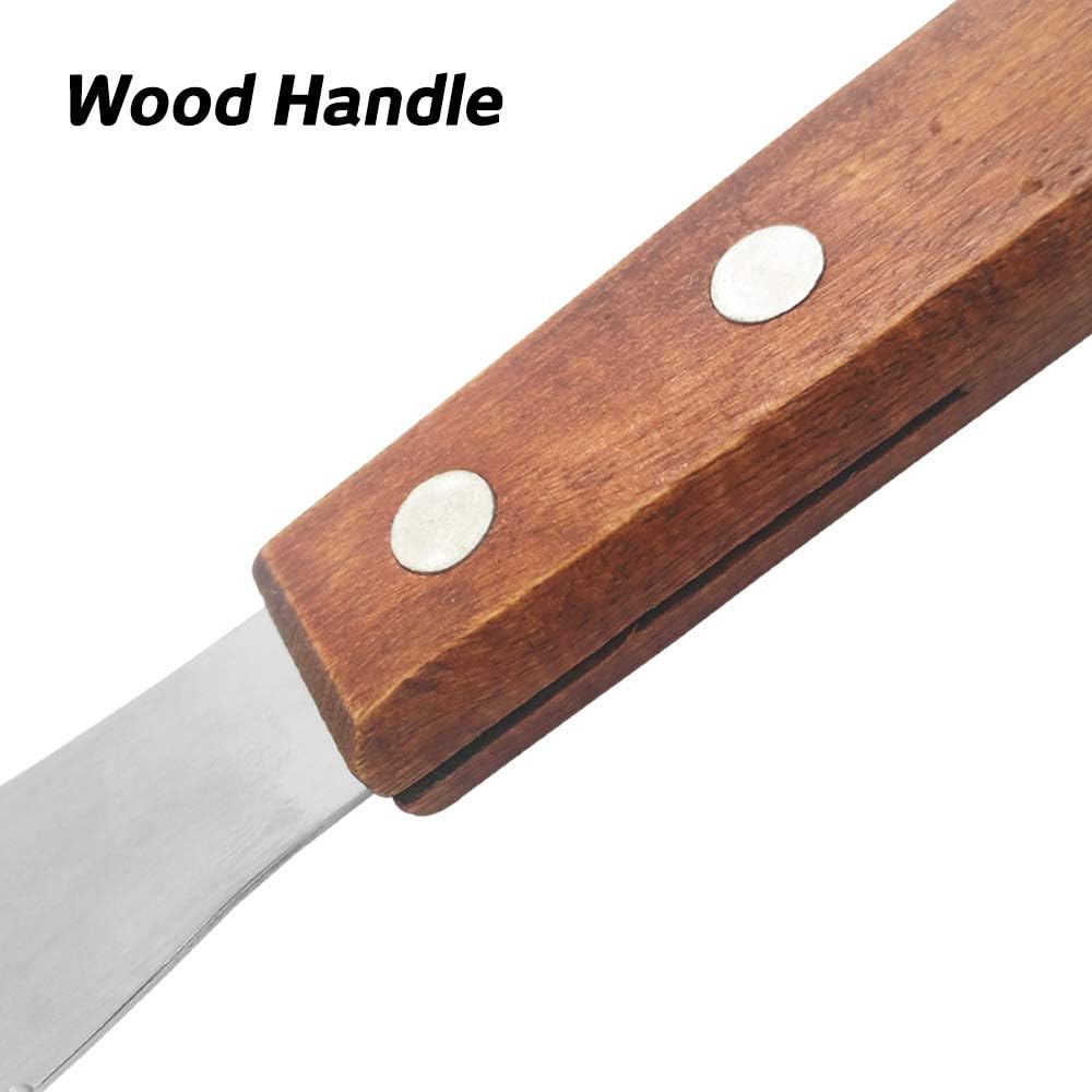 8 Pack Stainless Steel Straight Edge Wide Butter Spreader with Wood Handle, Sandwich Cream Cheese Condiment Knives 5 Inch
