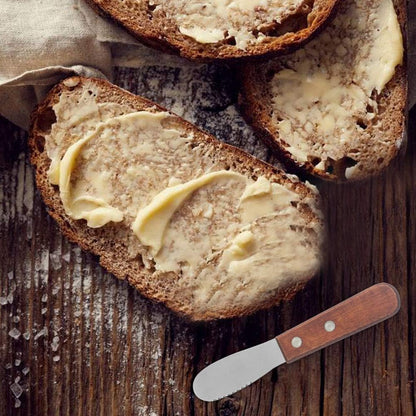 8 Pack Stainless Steel Straight Edge Wide Butter Spreader with Wood Handle, Sandwich Cream Cheese Condiment Knives 5 Inch