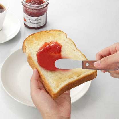 8 Pack Stainless Steel Straight Edge Wide Butter Spreader with Wood Handle, Sandwich Cream Cheese Condiment Knives 5 Inch