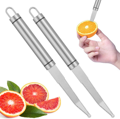 2PCS Stainless Steel Grapefruit Knife Curved Serrated Blade, Small Kiwi Knife Grape Peeler Fruit Cutter for Citrus Orange Lemon Kitchen Tool