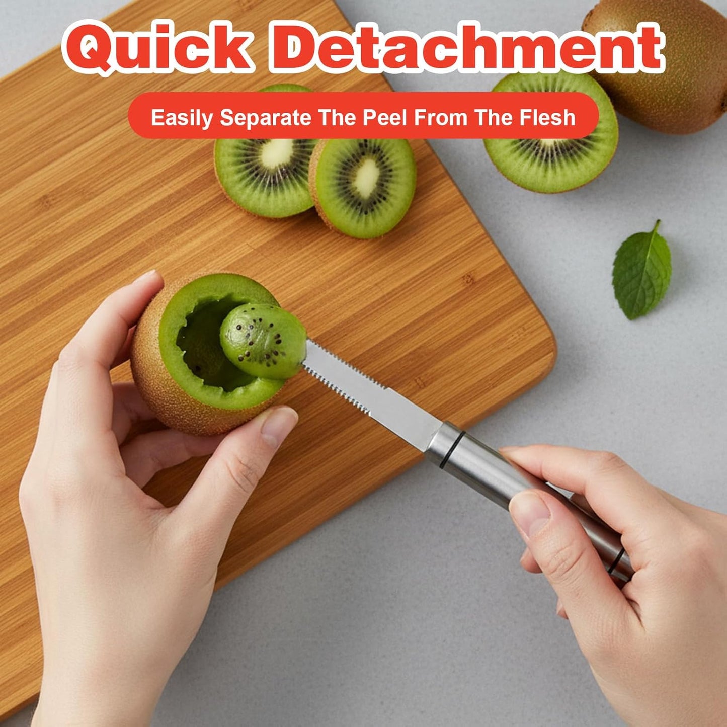 2PCS Stainless Steel Grapefruit Knife Curved Serrated Blade, Small Kiwi Knife Grape Peeler Fruit Cutter for Citrus Orange Lemon Kitchen Tool