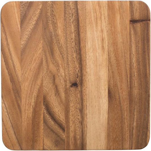 Gourmet Square Cutting Board, Acacia Wood 0.5 x 9 x 9 inches | Beautiful Acacia Wood Cutting & Serving Board | Serve Charcuterie & Appetizers | Small Square Chef's Chopping Board