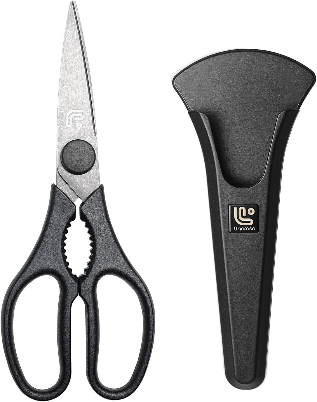 Kitchen Scissors All Purpose Kitchen Shears with Magnetic Holder, Heavy Duty Scissors Shears Dishwasher Safe, Come Apart Food Scissors for Meat, Poultry, Cooking, BBQ, Vegetable, Herbs, Black