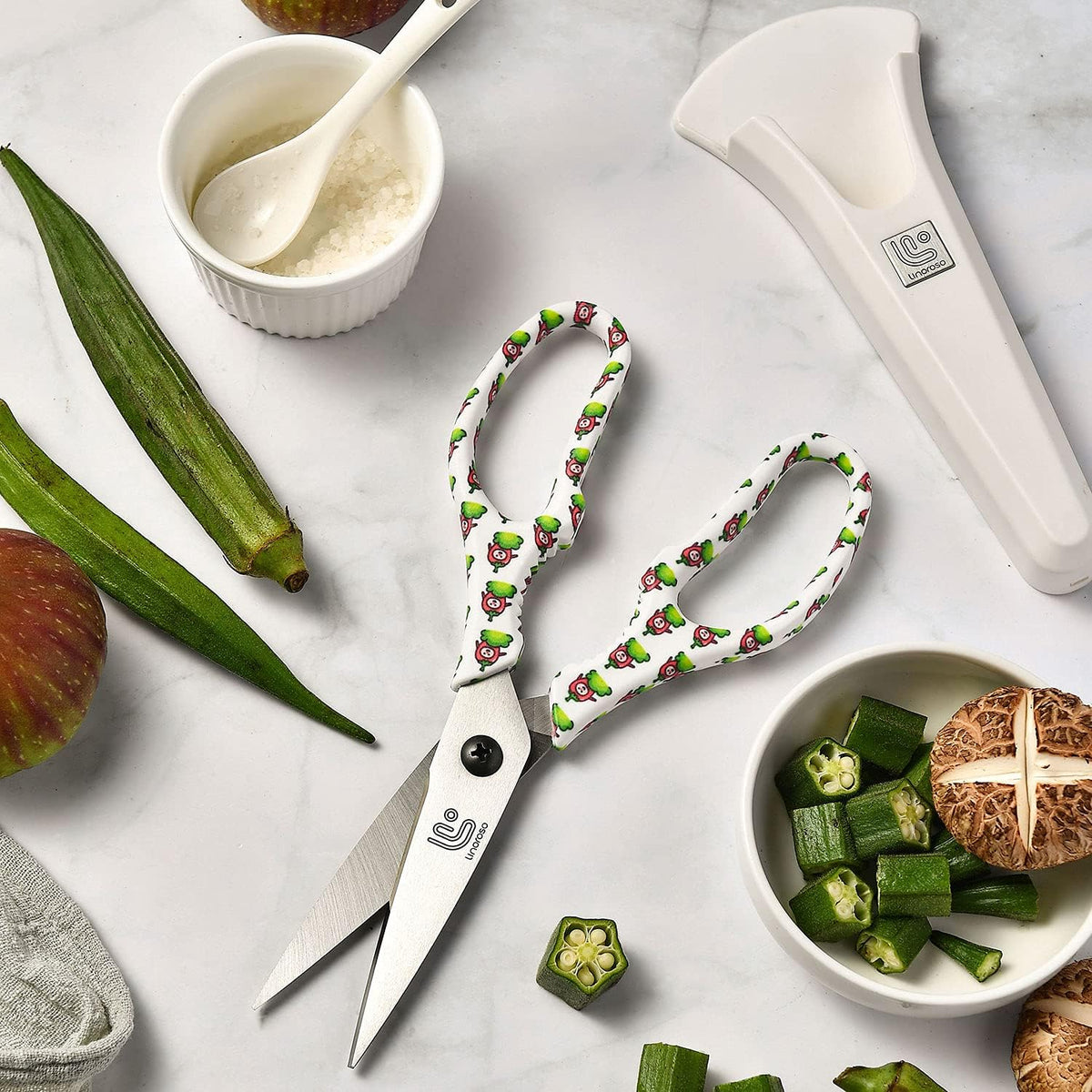 Kitchen Scissors All Purpose Kitchen Shears with Magnetic Holder, Heavy Duty Scissors Shears Dishwasher Safe, Come Apart Food Scissors for Meat, Poultry, Cooking, BBQ, Vegetable, Herbs, Black