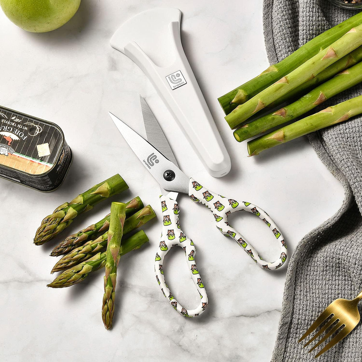 Kitchen Scissors All Purpose Kitchen Shears with Magnetic Holder, Heavy Duty Scissors Shears Dishwasher Safe, Come Apart Food Scissors for Meat, Poultry, Cooking, BBQ, Vegetable, Herbs, Black