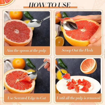 20 Pcs Grapefruit Spoons Bulk and 2 Grapefruit Knifes, Serrated Edge & Thick Gauge Handle, 18/8 Stainless Steel Silver Citrus Utensil Set for Kiwi Apple Dessert Salad Citrus Fruits