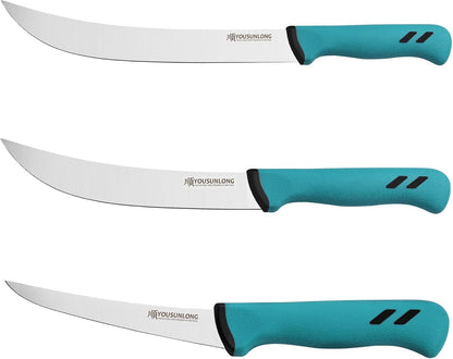 Cimeter Butcher & Boning Knife 3-Piece Set - Premium High-carbon Molybdenum Steel Blade of 5" 8" 10" - Butcher's Meat Knife Set - Ergonomic & Non-slip Handle