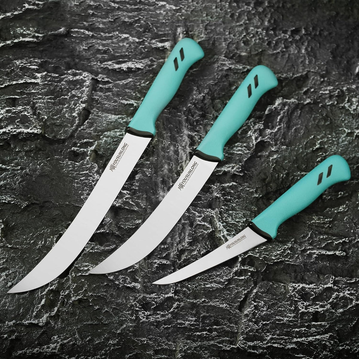 Cimeter Butcher & Boning Knife 3-Piece Set - Premium High-carbon Molybdenum Steel Blade of 5" 8" 10" - Butcher's Meat Knife Set - Ergonomic & Non-slip Handle