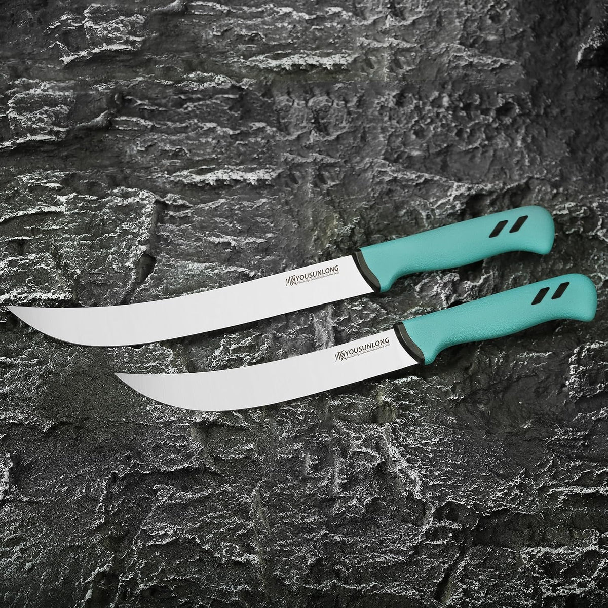 Cimeter Butcher & Boning Knife 3-Piece Set - Premium High-carbon Molybdenum Steel Blade of 5" 8" 10" - Butcher's Meat Knife Set - Ergonomic & Non-slip Handle